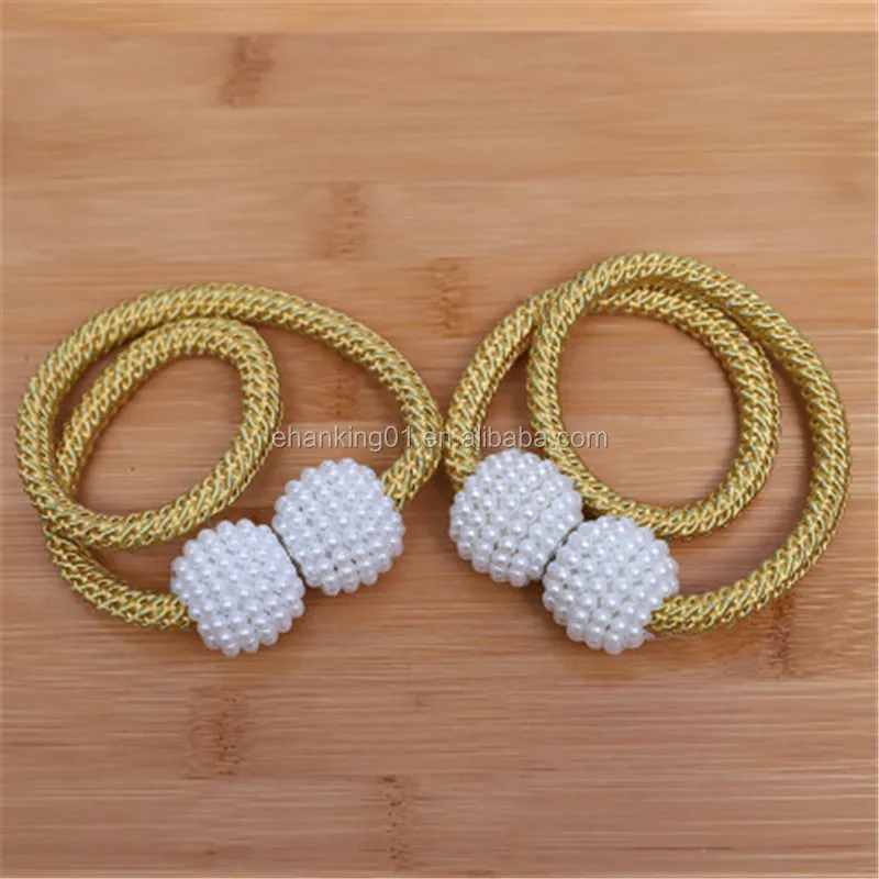 Pearl Magnetic Magnetic Ball Curtain Tie Rope Backs Holdbacks Buckle Clips Accessory Rods Accessoires Hook Holder R1567