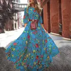Clothing Floral Wholesale Clothing Summer Long Sleeve Dresses Boho Bohemian Ball Gown Floral Dress