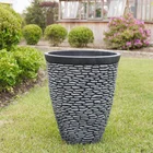 Garden Outdoor Plant Decorative Rock 15 18" Inch 45 55cm Round Cylinder Planter Garden Large Flower Pebble Stone Pot
