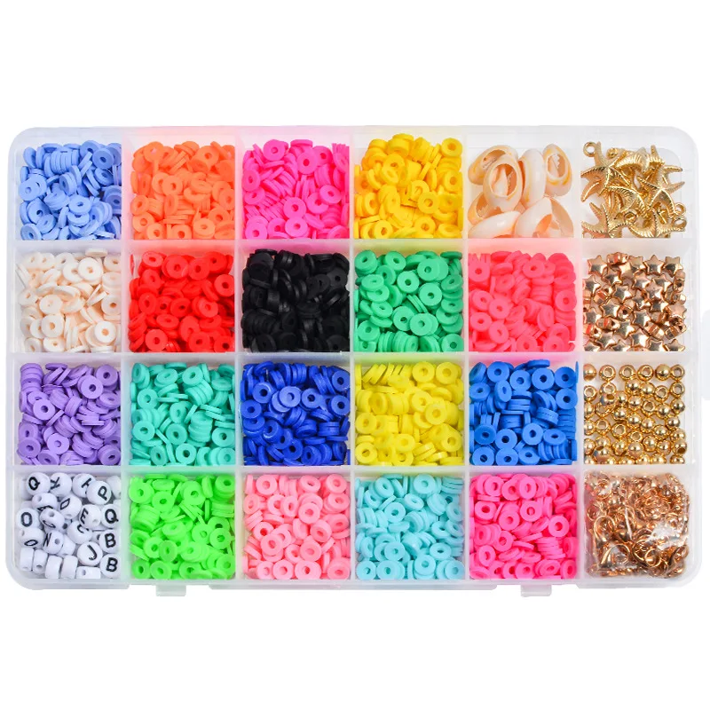 6mm Soft Pottery Beads Set Flakes Boxed Colored Discs Boho Handmade Diy Soft Pottery Slices For Jewelry Making