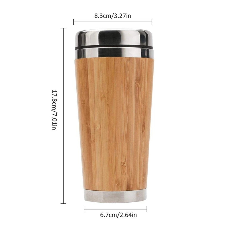 Wholesale 450ml Bamboo Shell Stainless Steel Coffee Travel Mug With Leak-Proof Insulated Reusable Bamboo Travel Tumblers