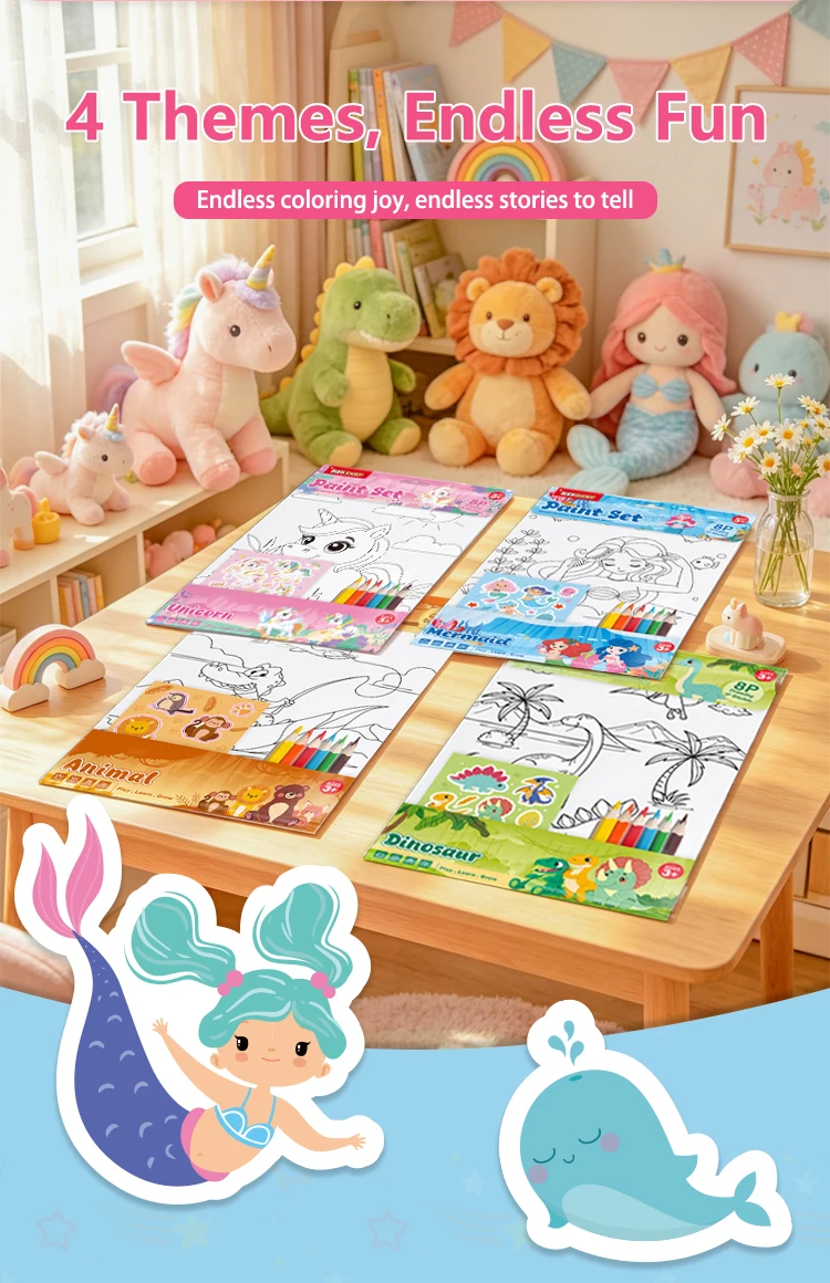 product keybaby custom 2026 book publishing printing services preschool sticker coloring books for 3 kids-6