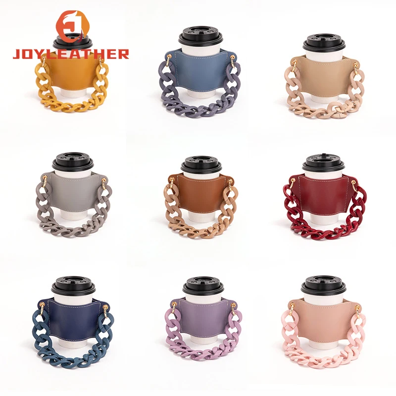 Acrylic Bracelet Milk Tea Custom Water Hot PU Leather Cup Sleeves Coffee Bottle Holders