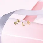 Gold Earring Earrings S925 Tiny Stud Minimalist Dragonfly Ear Studs Gold Plated Earring For Women Earrings