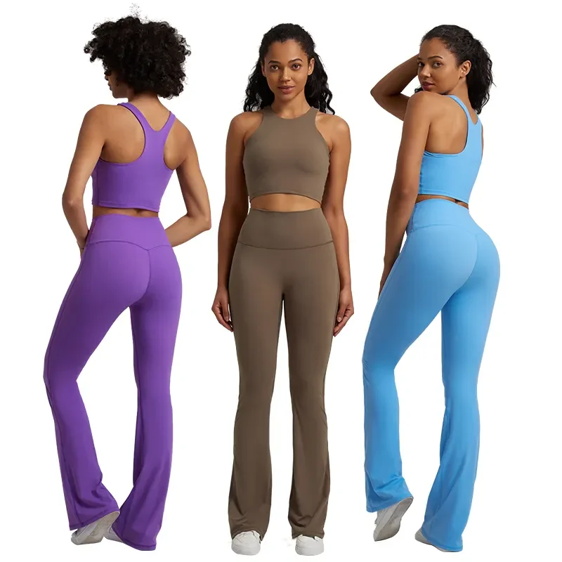 YIYI High Quality Flare Leggings Sets For Women Beauty Back Sports Bra Workout Suits Ladies Quick Dry Yoga Set For Women