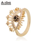 Rings Rings Personality Vintage Design Inlay Zircon Gold Plated Enamel Blue Eye Rings Evil Eye For Couple