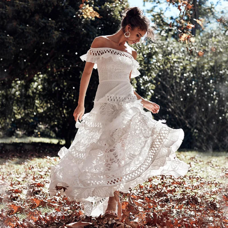 Wholesale style shoulder lotus leaf bride dresses white wedding wedding dresses  mermaid wedding dress