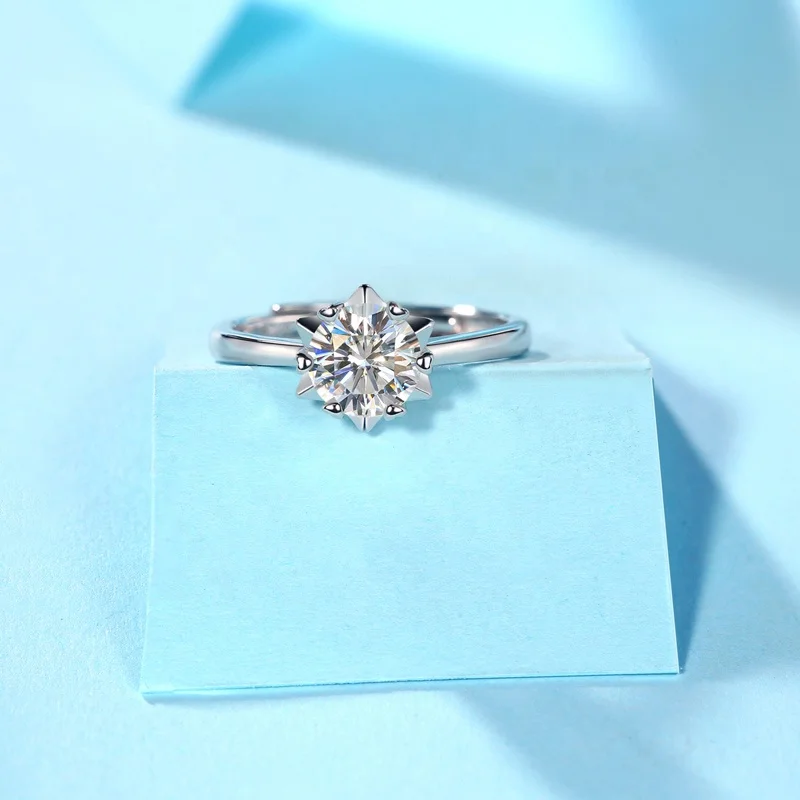 HMOIS rings jewelry women wholesale costom fashion silver 925 1.0ct moissanite marriage ring