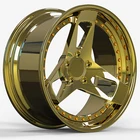 Wheels Car Passenger 24k Golden Chrome Polish Custom Forged Wheels Car Rims Passenger Car Tyre