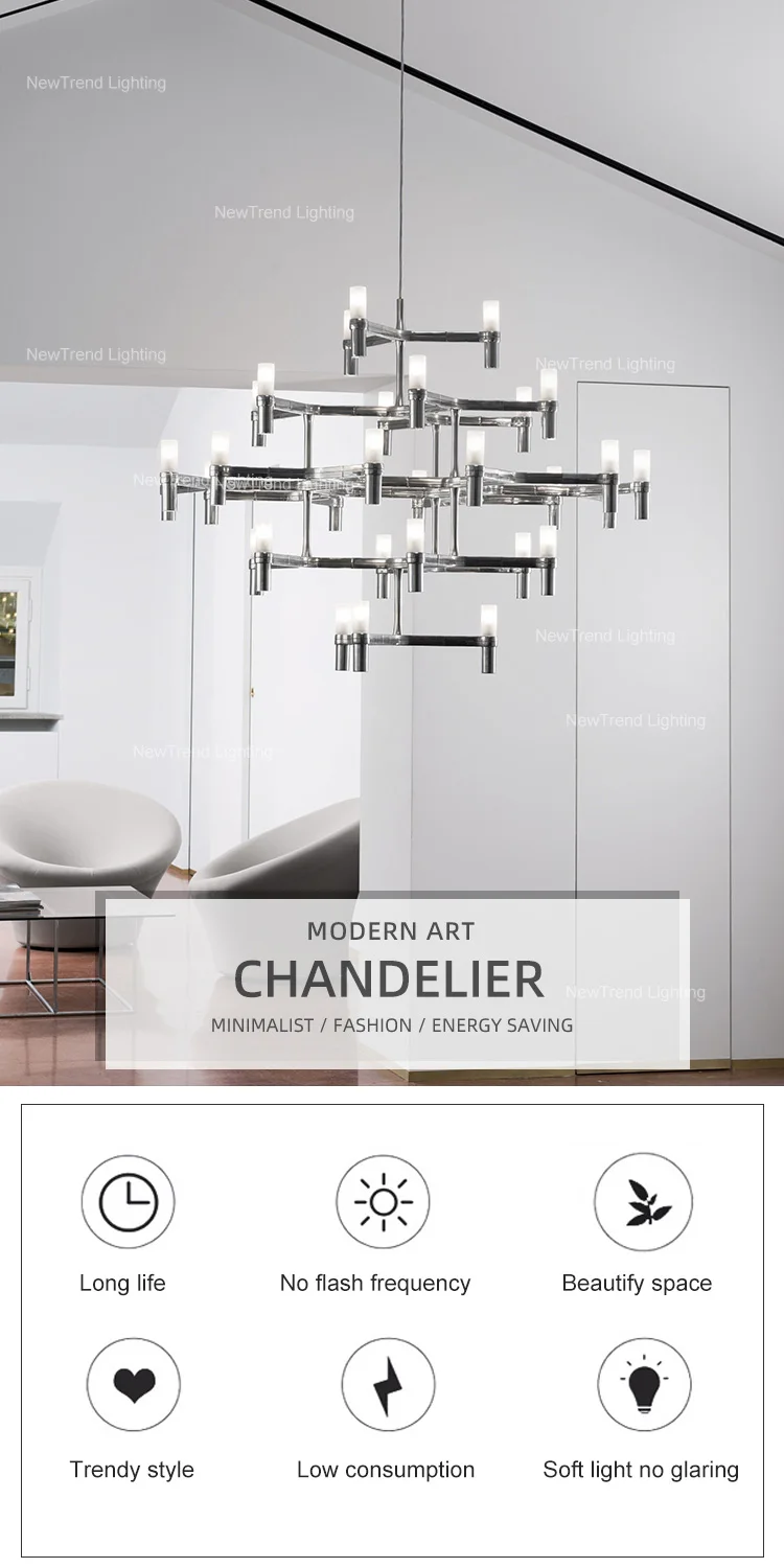 CPL-264 Contemporary Style Hanging Pendant Light Villa Apartment Living Dining Room Modern LED Chandelier details