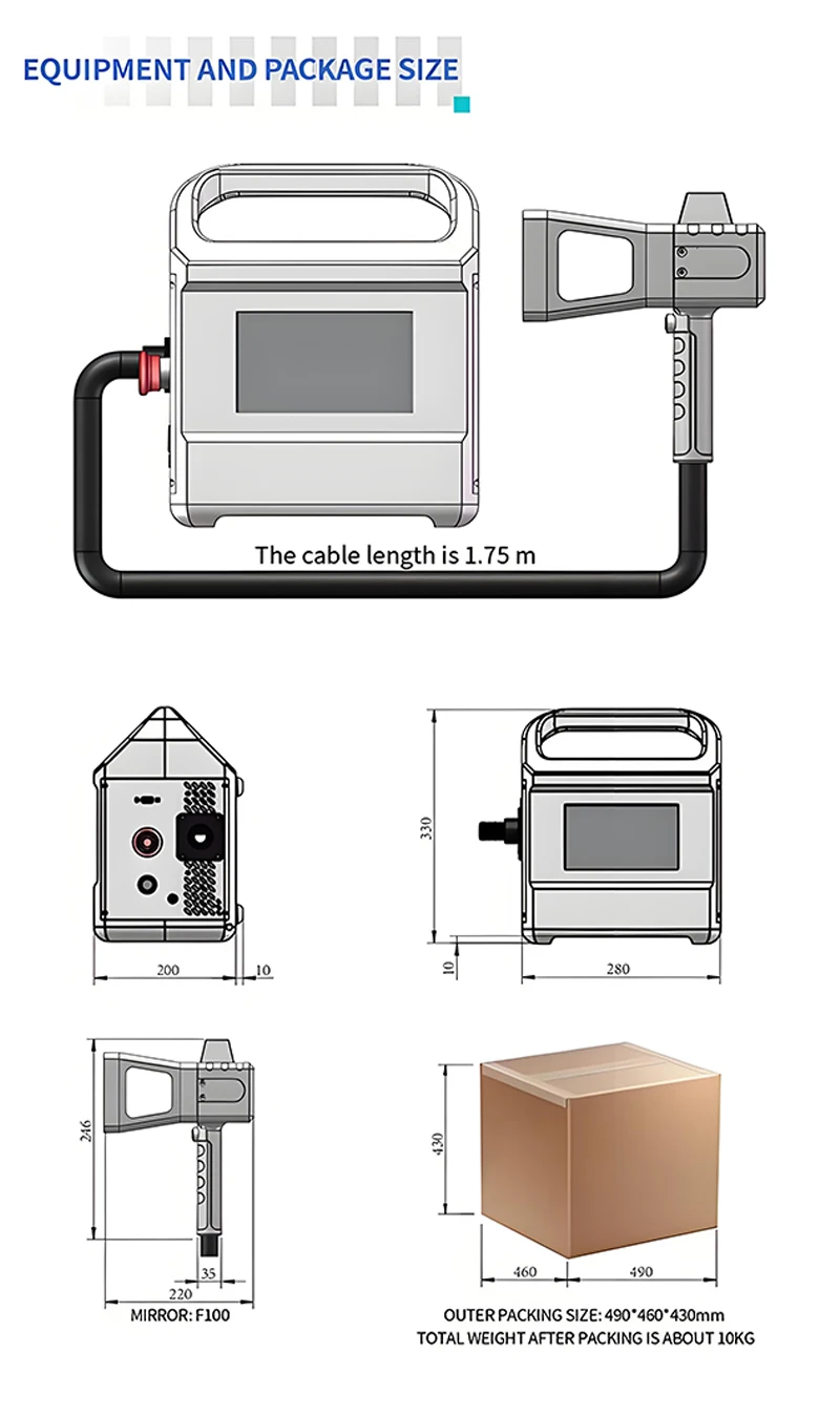 Portable Optical Handheld Fiber Laser Marking Machine New Mini Small Laser Marker for Metal Tyre Resin Supports DXF BMP AI