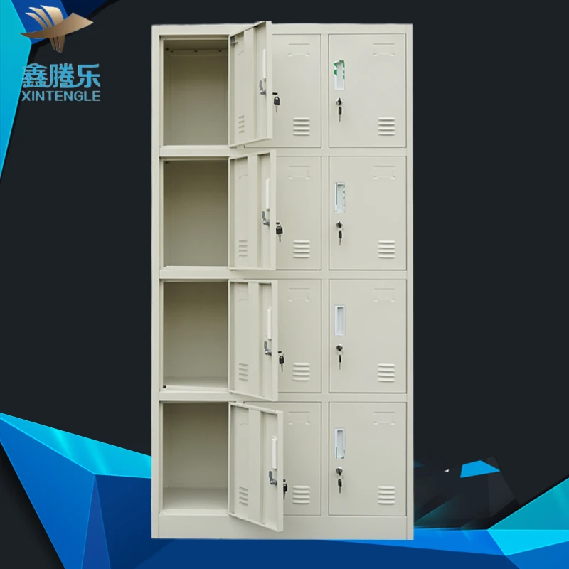 Factory compartments cabinet wardrobe door hot sale 12 doors steel metal gym iron locker cabinet