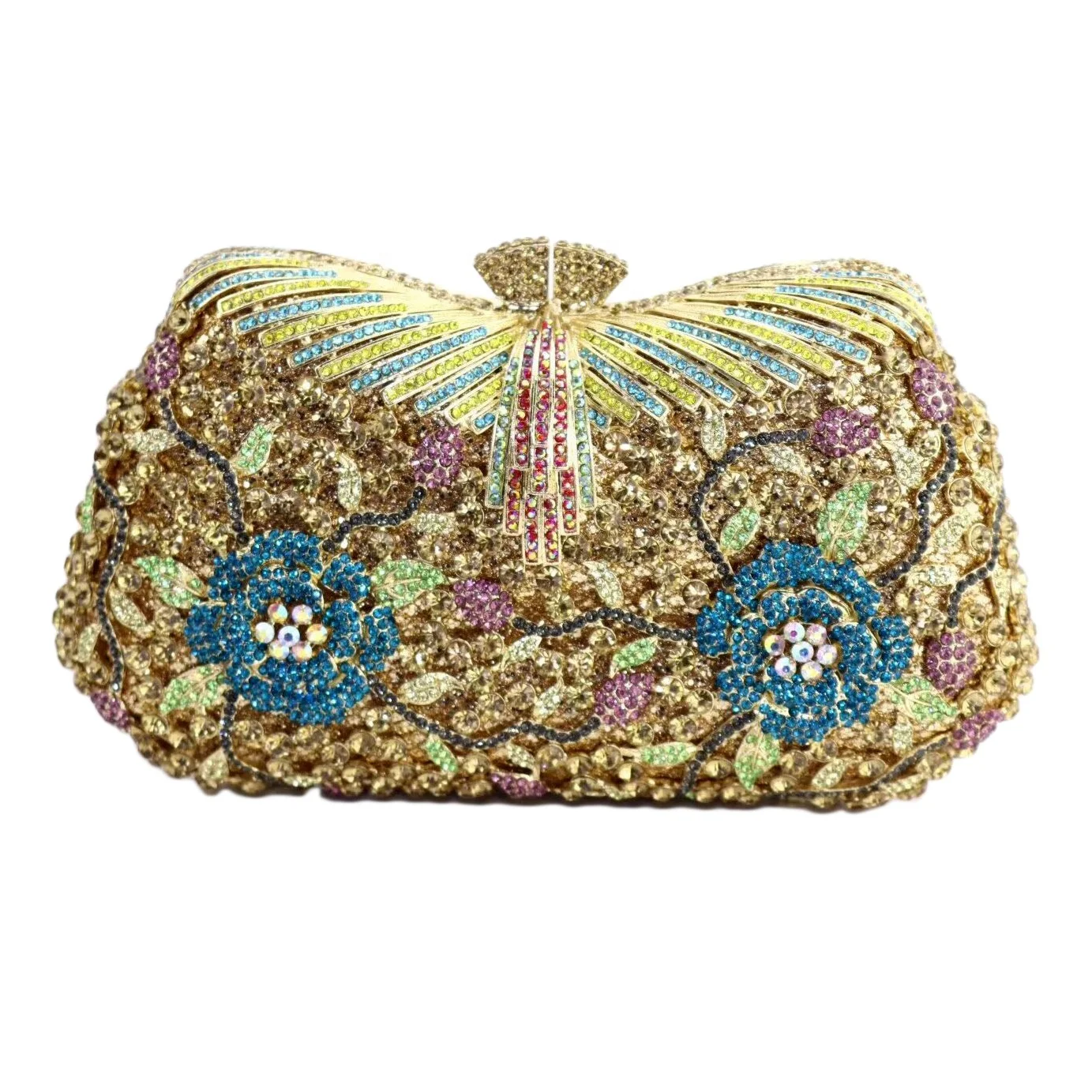 Amiqi MRY180 New Fashion Luxury Women Wedding Clutch Bag Hollow Rose Diamond Evening Bag Cosmetic Bag
