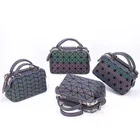 New European And American Fashion Can Be Customized Printed Geometric PU Laser Luminous Women Purse Set Handbags