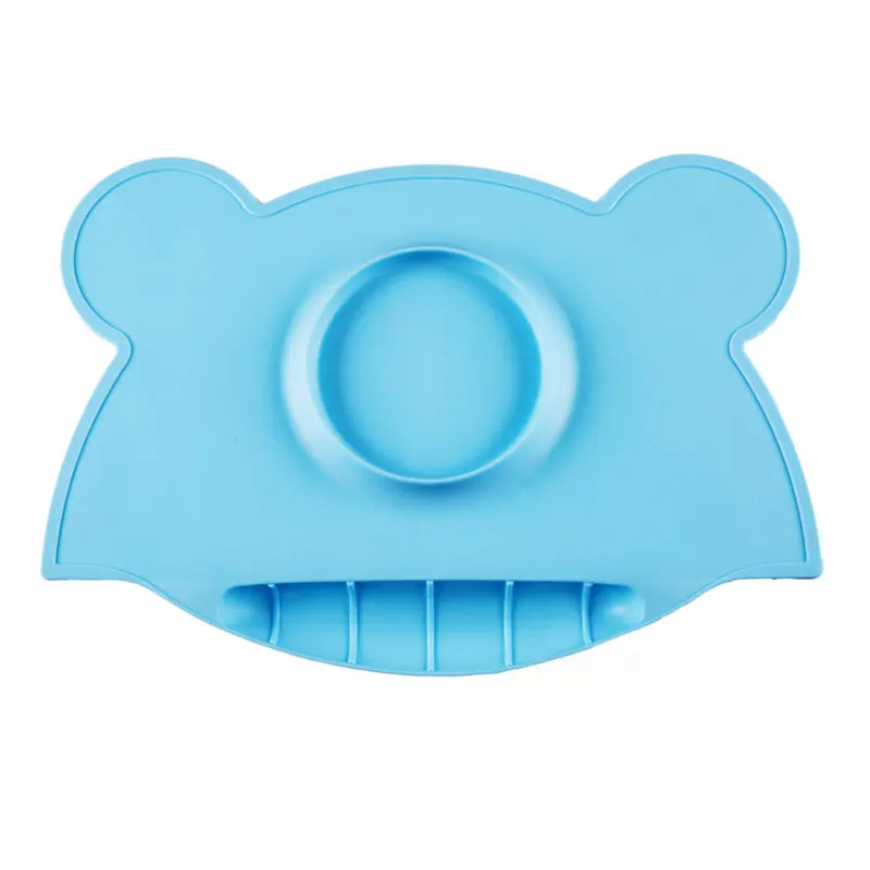 New Design Silicon Suction Mat with Catch Pocket,Silicone Placemat Plate for Babies Kids and Toddlers