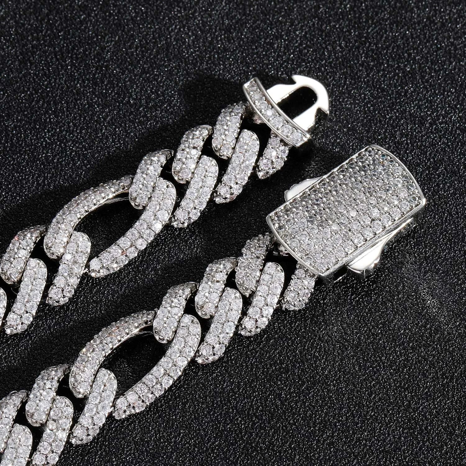 High Quality Wholesale Spring Clasp 12mm Cuban Necklace Hip Hop Miami Chain Necklace Full Diamond Cuban Link Chain