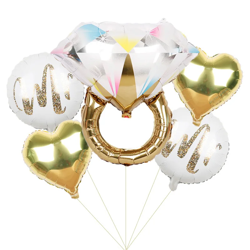 Large rose gold diamond ring balloon set Valentine's Day confession color diamond proposal wedding party decoration