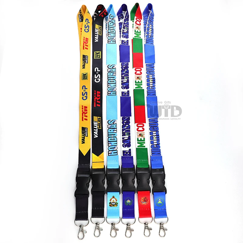 product personalized polyester promotional lanyard with hook neck straps keychain for mobile phone id card badge holder-7