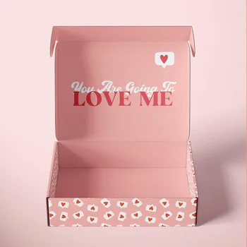 Custom Print Logo Pink Small Shipping Packaging Box Cosmetic Skin Care Jewelry Clothing Gift Cardboard Kraft christmas Paper Box