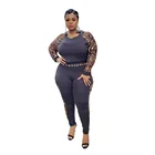 Leopard Female Suit Casual Conjuntos Femininos Round Neck Fashion Sexy Leopard Suit Two-piece Suit