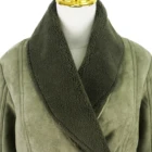 Coat Winter Fake Suede Bonded Teddy Fur Overlap Front Shawl Lapel Jacket Patched Pocket Coat