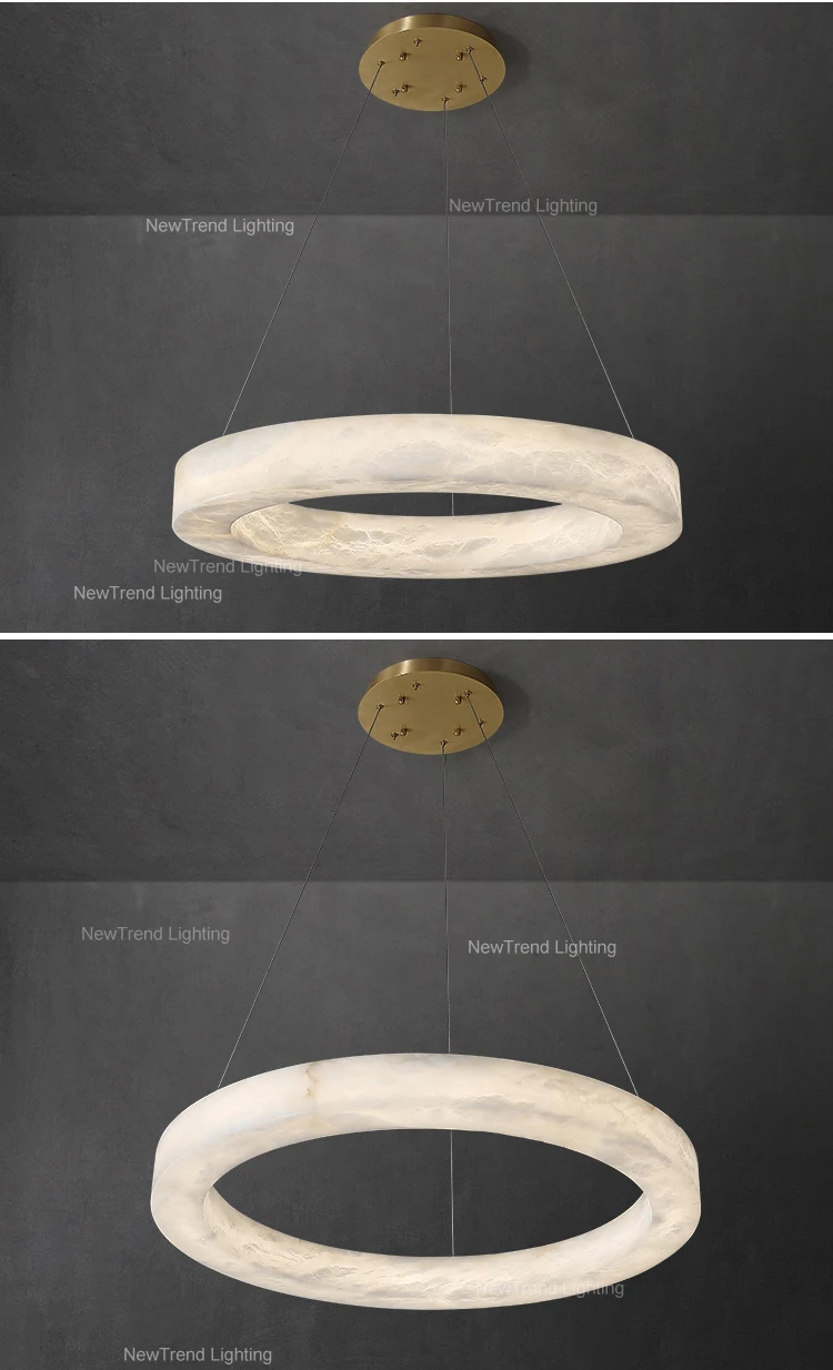 CPL-237 Custom Indoor Decoration Lighting Restaurant Shop Home Villa Modern Marble Ring LED Alabaster Chandelier manufacture