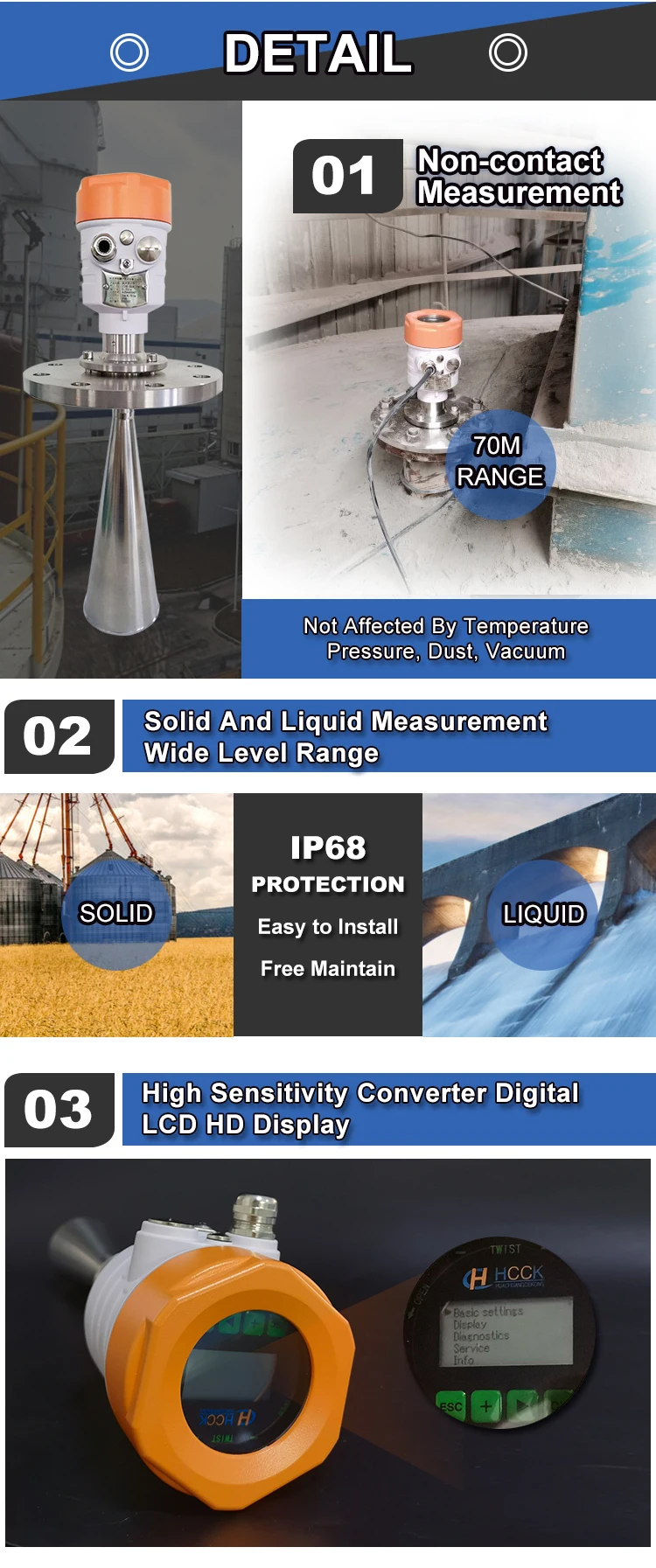 Level Sensor for Boiler, HCCK, 0-70m, IP68 - detail 14