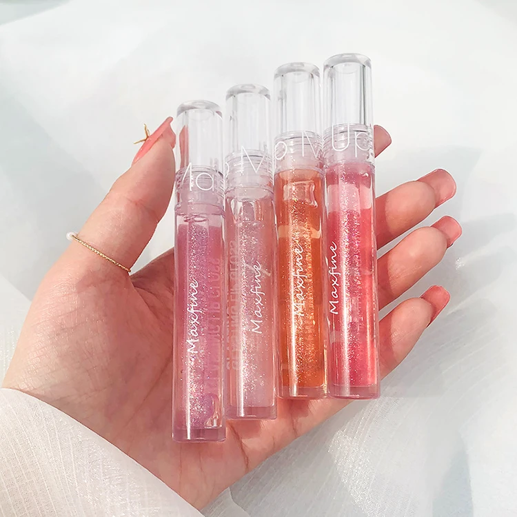 Silicone Brush Lip Gloss Transparent in Stock Supply Fancy 3.2ML Round Clear Lip Glaze 4 Colors Waterproof Common Life Makeup