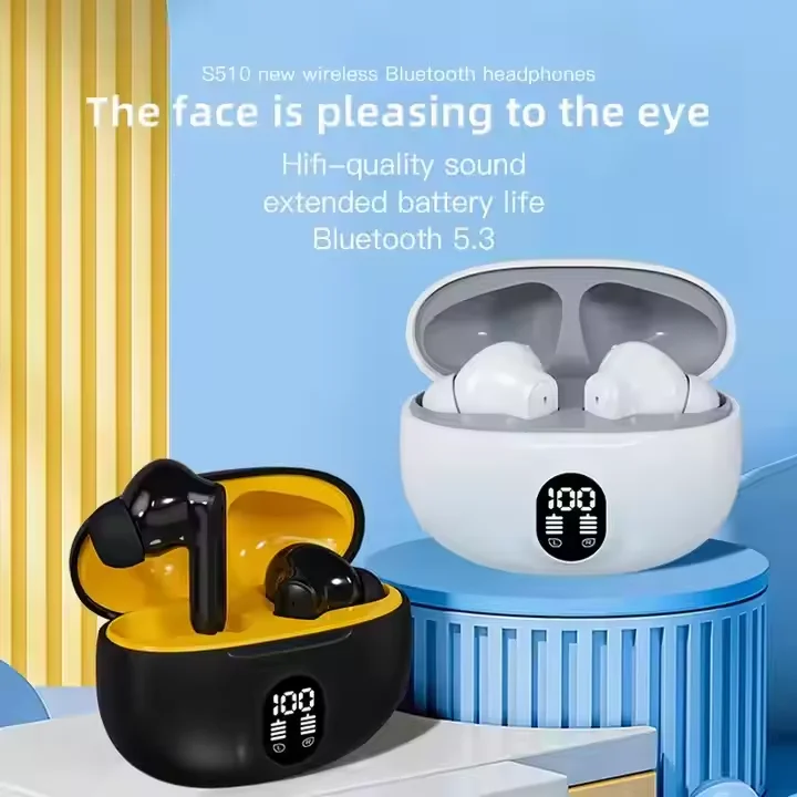 2025 Hot Selling S510 TWS In-Ear Earbuds Wireless 5.3 Gaming Headset with Stereo Sound JL Chipset for Music