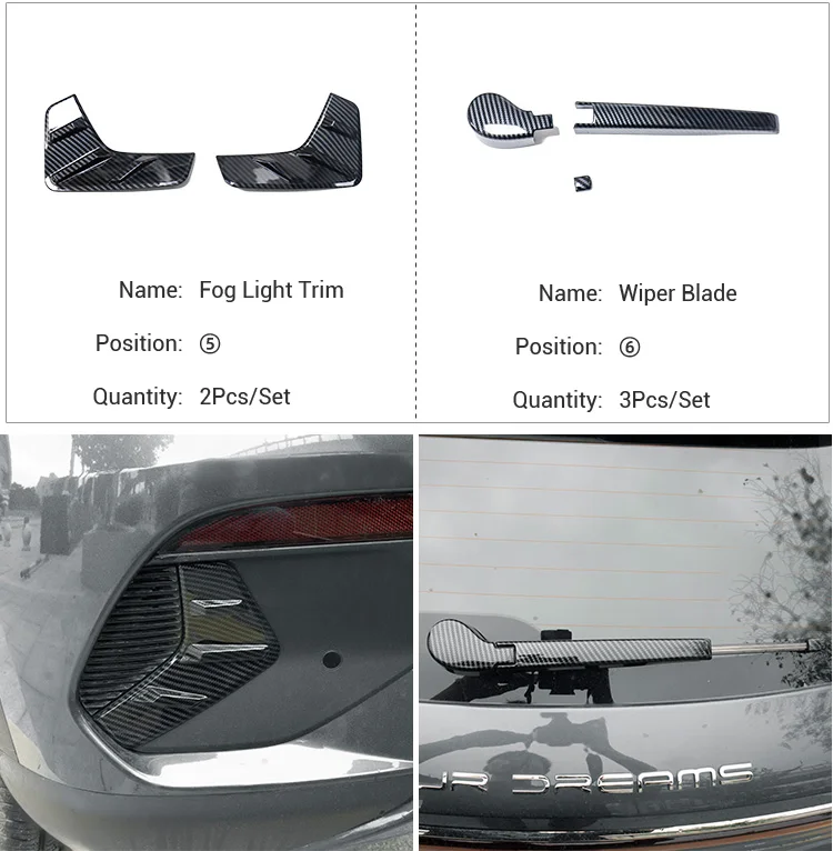 Na-customize na ABS Gayahin ang Carbon Auto Accessories Dekorasyon Trims Cover Car Exterior Accessories Para sa BYD Atto 3 Yuan Plus supplier