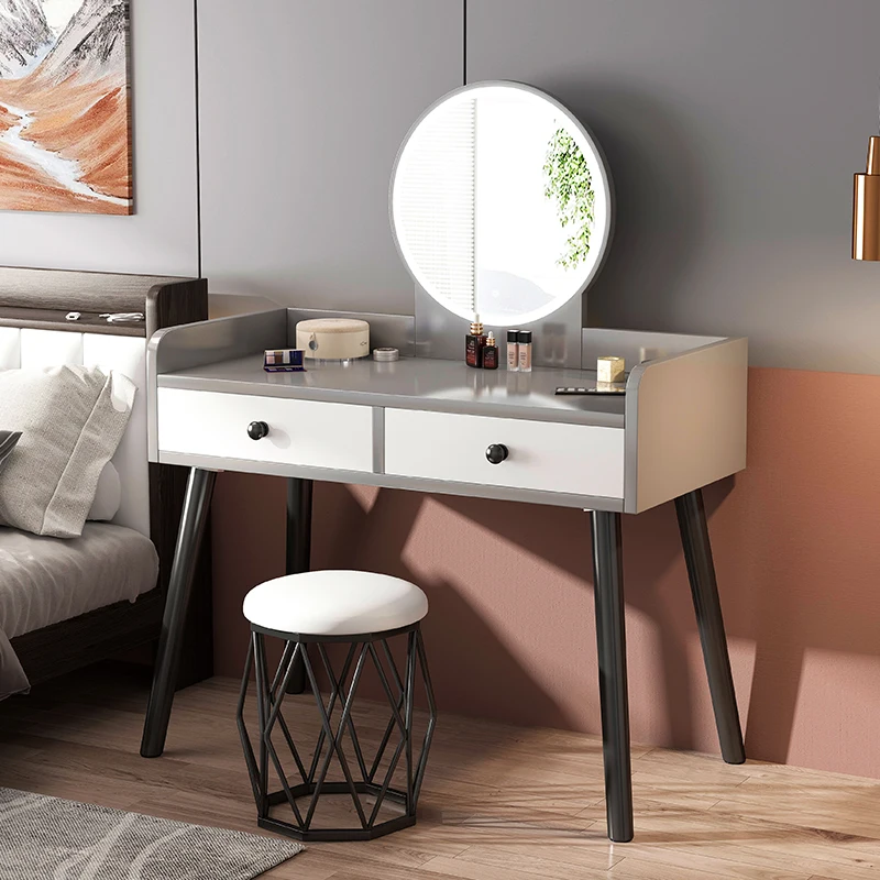 Modern Portable Wooden Cheap Dressing Table for Bedroom Makeup Vanities with Mirror and Drawers