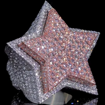 hip hop diamond Rings real Silver gold plated VVS D GRA Moissanite lab diamond Fine Jewelry Rings custom for Men Women