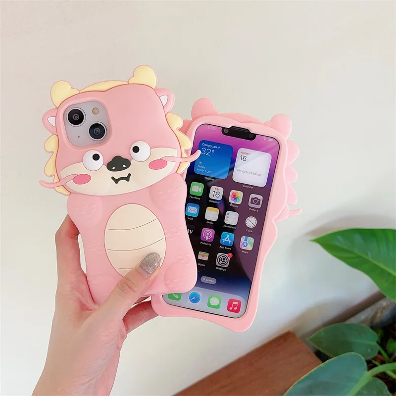 Lovely Animal Cartoon Back Cover Baby Dragon Silicone Cute Phone Case for Apple iPhone 15 14 13 12 pro max 11