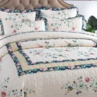 Luxury Embroidery Quilt Bedding Set Bedspread Quilted 100% Cotton Embroidered Quilt