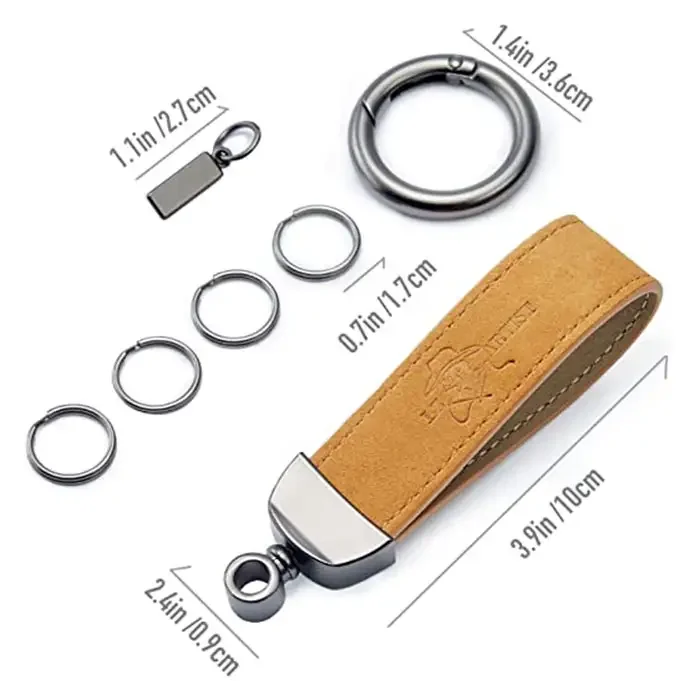 Custom luxury  accessories wholesale car blanks keychain handmade genuine faux leather wristlet keychain