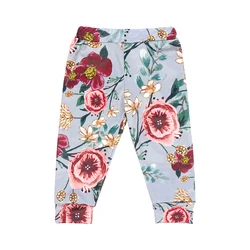 trending products 2023 new arrivals girl pants floral fabric print cotton Flared pants with hairbands