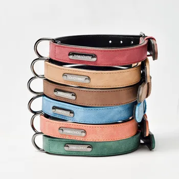 Heavy Duty Leather Pet Dog Collar Colorful Adjustable Comfortable Fancy Feels Good Pet Collar