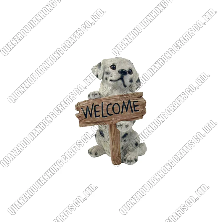 Resin Solar Lights Figurine Statue Home Animal Cute Dog Lawn Decoration Garden Ornament Decor Crafts