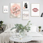 Decor Wholesale Pink Flower Perfume Eyelash Lips Decorative Painting Wall Canvas Paintings For Home Decor