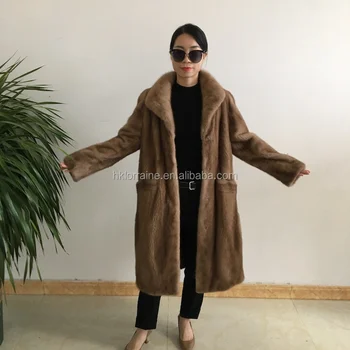 100% full Fur sable women's winter coat Park natural fur mink standing collar straight tube top coat