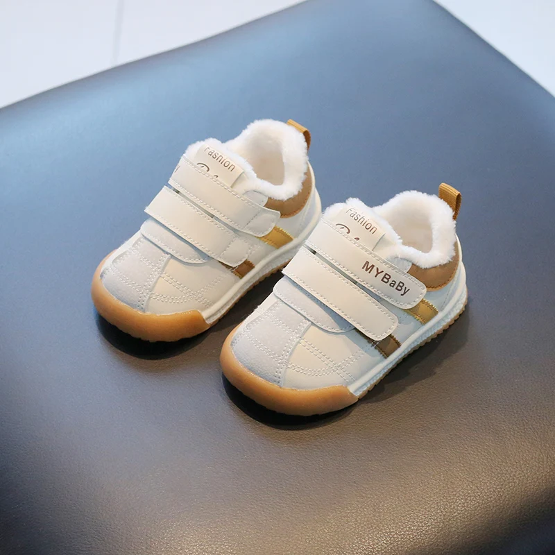 Newest Winter Walking Kids Shoes Soft Rubber Soled Sneakers Plush Fleece Toddler Baby Shoes details