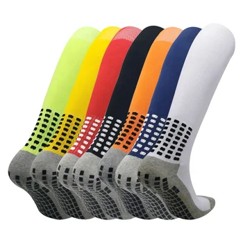 High Quality Cotton Anti-Slip Soccer Socks Knitted Stockings for Men Non-Slip Football Sport Grip Crew Style