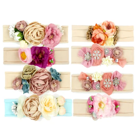 Lovely Baby Custom Hairband Cute Girls Elastic Headband Baby Flower Bowknot Headband Wholesale