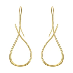 High Quality 18K Gold Plated Brass Jewelry Minimalist Style Twisted Line Water Drop Shape Drop Earrings E201189