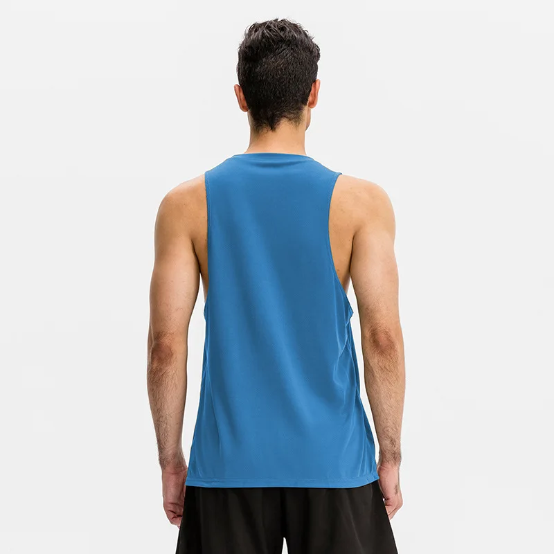 Fashion Solid Color Sleeveless Leisure Men Shirts Net Design Breathable Quick Dry Shirts Anti-wrinkle Gym Clothing Tank Tops