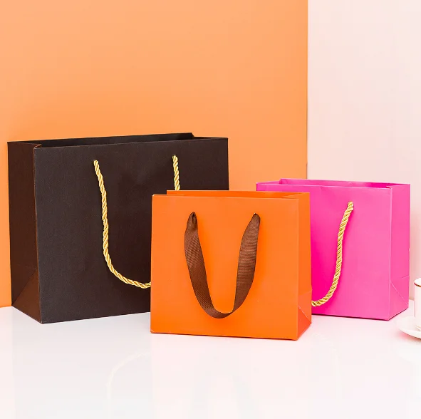 luxury shopping gift paper bag with handle wholesale custom