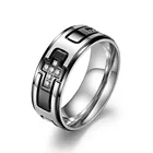 High Quality Zircon Ring Zircon High Quality Stainless Steel Engraved Cross Diamond Zircon Ring