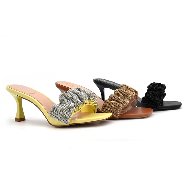 Summer women's chunky heels temperament rhinestone casual women's shoes chaussures femme tendance 2023