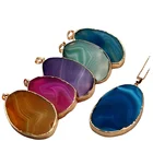 Stone Pendant Natural Agate Stone Pendant Irregular Raw Gemstone Agate Plate Pendant