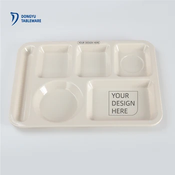 Custom melamine compartment plate for school government canteen